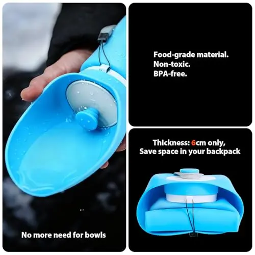 Botella de Agua para Perros Jalopink 2-en-1, Plegable y a Prueba de Fugas (19oz, Azul) - imagen 5