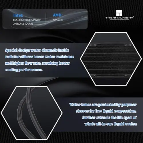 Refrigerador de agua Thermalright Frozen Infinity 360 BLACK con triple ventilador RGB de 124mm - imagen 3