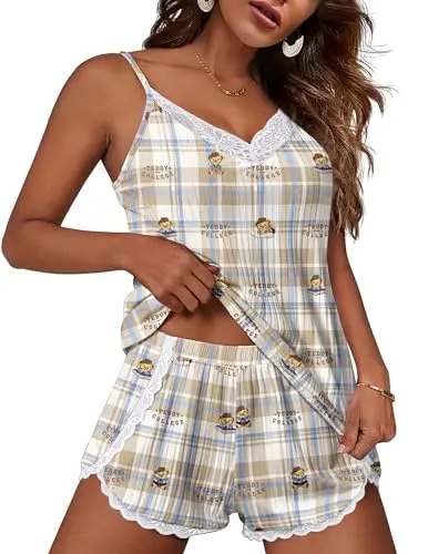 Conjunto de Pijamas para Mujer: Cami y Short con Encaje Sexy