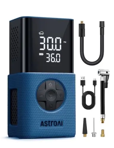 Compresor de aire portátil AstroAI L7S con luz LED y apagado automático, 150 PSI