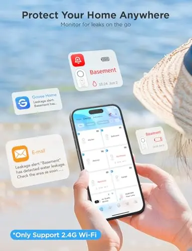 Detector de Filtraciones Govee WiFi - Alarma de 100dB y Notificaciones Remotas por App - imagen 2