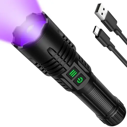 Linterna Hoxida 2 en 1: Luz UV y Blanca, 2000 Lúmenes, USB-C Recargable