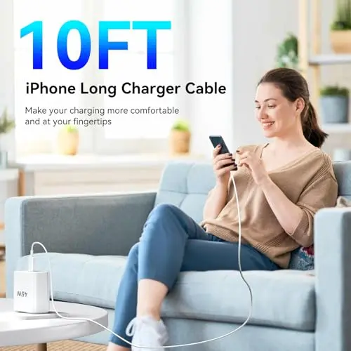 Cargador Rápido 45W para iPhone 17/16/15 con Cable USB-C de 10FT - 2 Packs - imagen 5