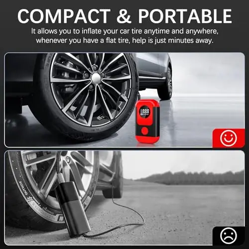 Compresor ApexNexus 4 en 1: Inflador, Jump Starter y Linterna LED, 150PSI, Batería de 28000mAh - imagen 5