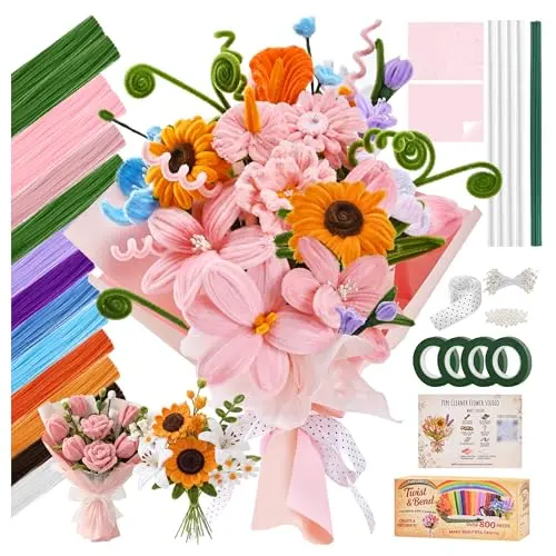 Kit de 800 PCS para hacer flores con limpiapipas: 12 colores, manual incluido para DIY