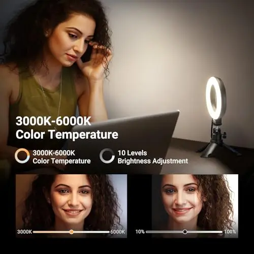 NEEWER BR60: Anillo de Luz de 5" para Videoconferencias y Streaming con Soporte de trípode - imagen 5