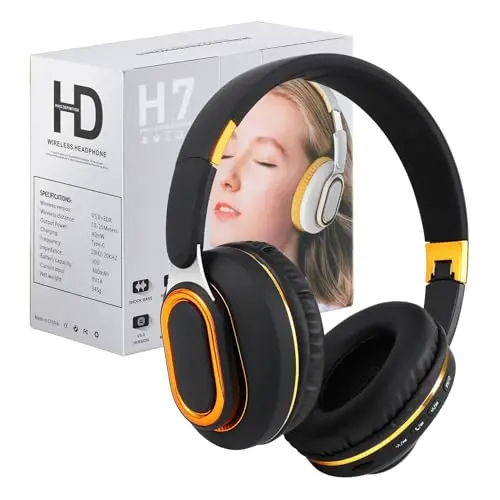 Auriculares Bluetooth YPENSLZX Plegables con Micrófono Oculto para Música y Gaming (Negro)