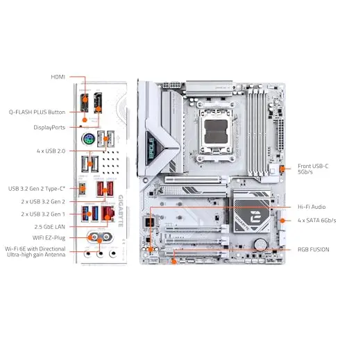 Placa Base GIGABYTE B850 Eagle WIFI7: DDR5, PCIe 5.0, 3x M.2, USB-C, Wi-Fi 7 - imagen 5