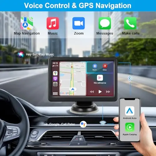 Pantalla Carplay Inalámbrica de 7" HD con Control por Voz para Autos y Conectividad Bluetooth - imagen 3