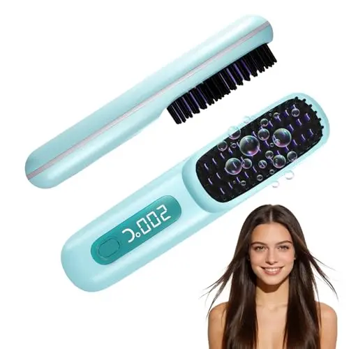 Go Brush Pro 2026: Cepillo Alisador Portátil, Carga USB, Pantalla LCD, Calentamiento Rápido