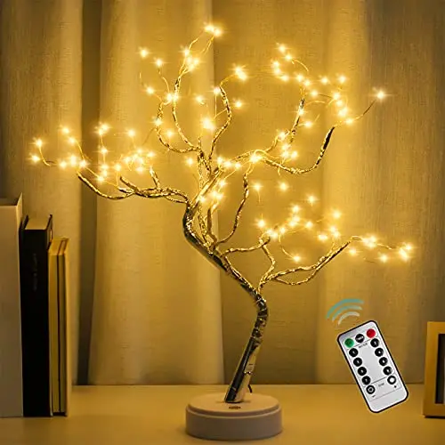 Lámpara de Árbol LED PXBNIUYA, 108 LEDs, Control Remoto, USB/Batería, 8 Modos, Decoración DIY