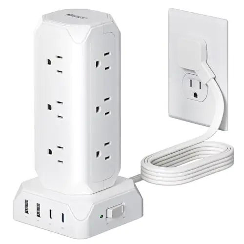 Estacion de carga Multitoma SUPERDANNY: 12 Salidas + 35W USB, 1700J Protección Contra Sobretensiones