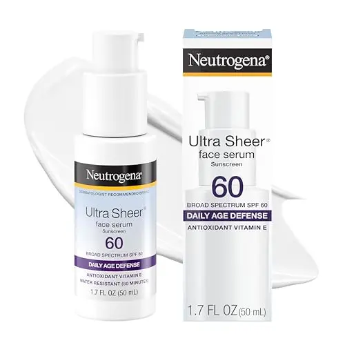 Suero Solar Neutrogena Ultra Sheer SPF 60, Hidratación y Sin Fragancia, 1.7 fl oz