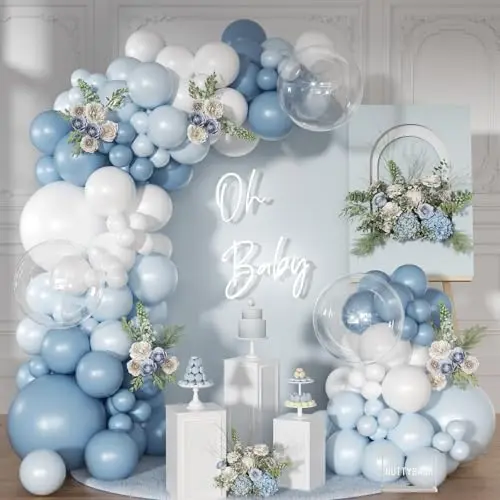Kit de Arco de Globos Azul Polvoriento NUTTYBASH - 126 Piezas para Celebraciones Impactantes