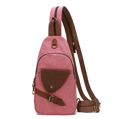 Mochila Sling KL928 de Lona para Hombre y Mujer - Rust Red, con Diseño Práctico y Gran Capacidad