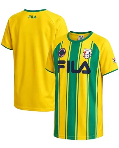 Camiseta de fútbol Fila para niños, rendimiento en malla, talla 10-12, amarillo Brasil