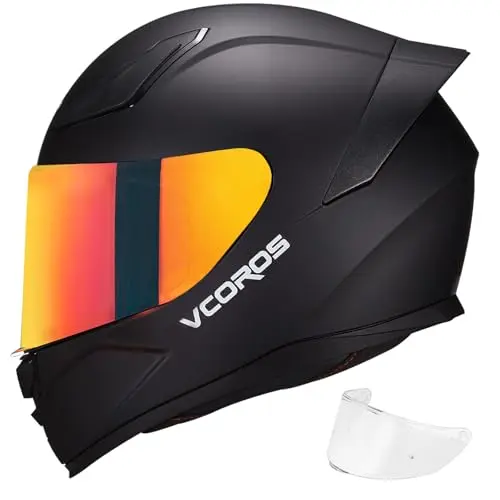 Casco Integral VCOROS WS609 Aprobado DOT para Motociclistas con Visera Alta Visibilidad