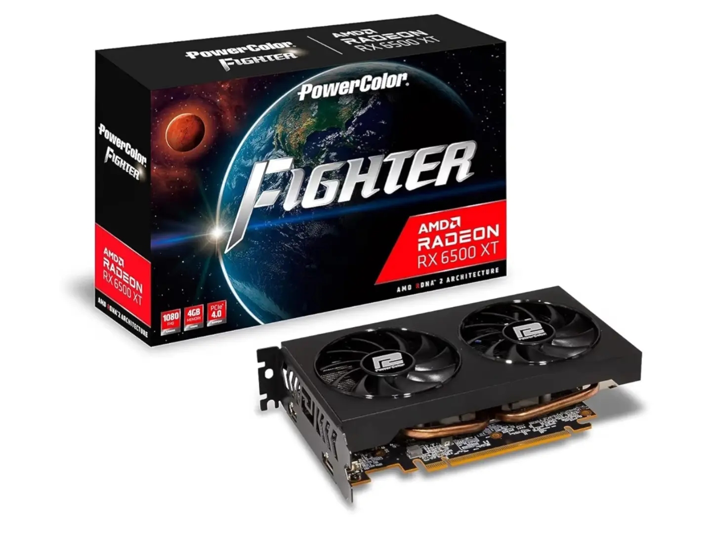 PowerColor Fighter AMD Radeon RX 6500 XT Gaming Graphics Card with 4GB GDDR6 Memory