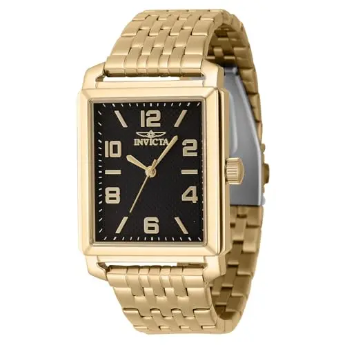 Reloj de Acero Inoxidable Invicta Vintage 33.5mm con Dial Negro, Resistente al Agua 30m