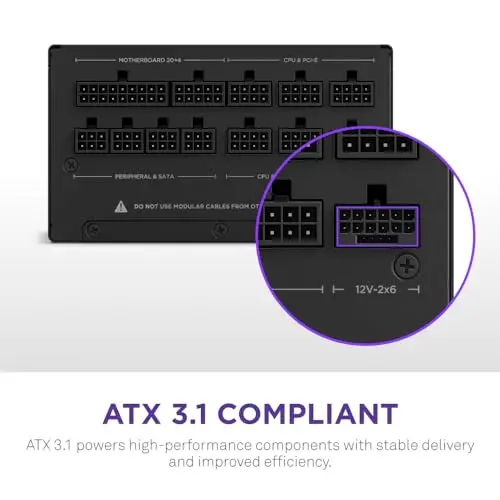 Fuente de Poder NZXT C1200 Gold ATX 3.1 - 1200W, Eficiencia 80 Plus Gold y Bajo Ruido - imagen 3