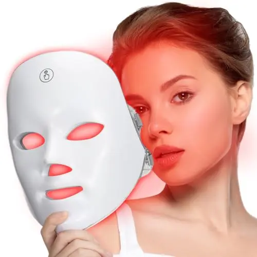 Máscara Facial SUERBEATY con Luz Roja: 7 Modos Personalizables, Portátil y Recargable