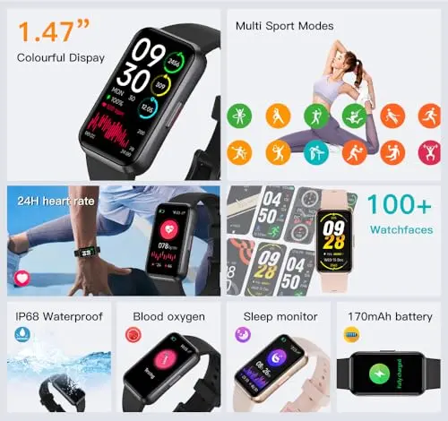 USMECBL Fitness Tracker: Monitoreo de Salud 24/7, 25 Modos de Deporte, Batería de Hasta 14 Días - imagen 2