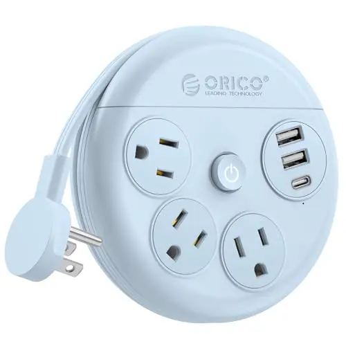 ORICO Toma de Corriente de Viaje: 6 Dispositivos, 4 ft, USB y Diseño Compacto