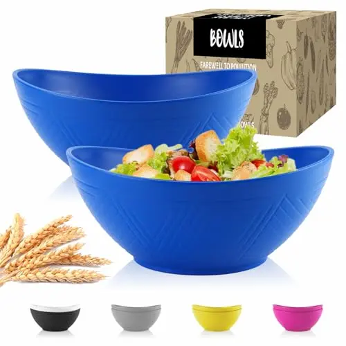 Conjunto de 2 tazones de ensalada Wrova de paja de trigo, grandes y versátiles