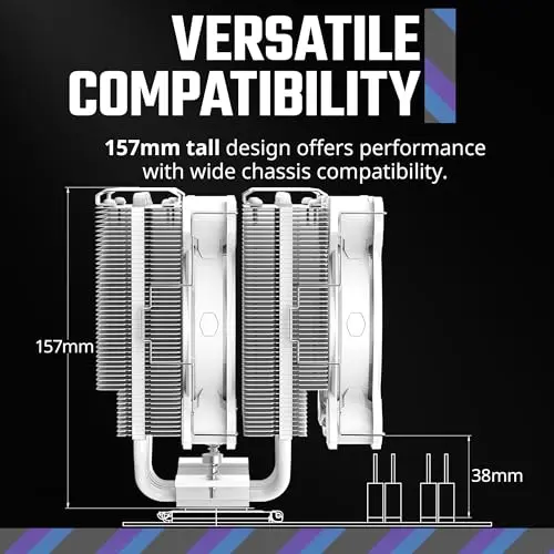 Cooler Master Hyper 622 Halo White: Refrigeración Dual Tower con ARGB y Ventiladores PWM - imagen 3