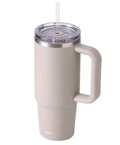 SUNWILL Vaso Térmico de Acero Inoxidable 30 oz con Popote - ¡Frío por 24 horas!