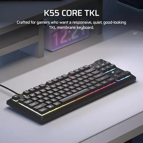 Teclado Gaming Corsair K55 CORE TKL RGB: Compacto, 8 zonas RGB, Resistente a derrames - imagen 2