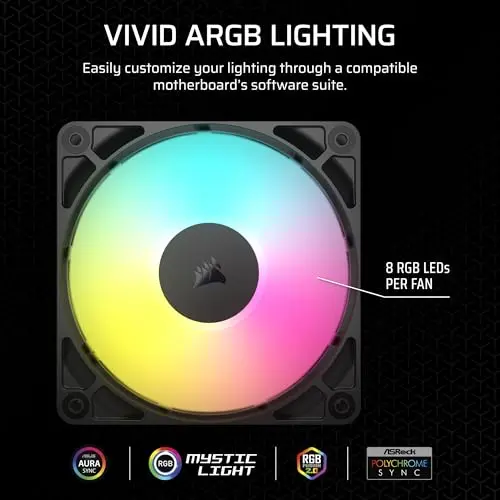 Ventiladores CORSAIR RS120 ARGB 120mm - Conexión en Cadena y Bajo Ruido - Paquete Triple - imagen 4