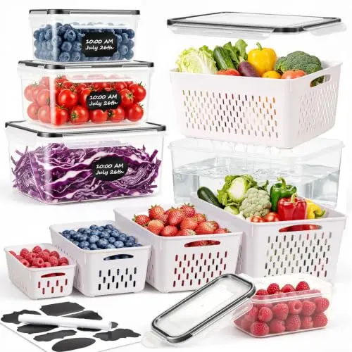 Contenedor Grande de Frutas 5 PCS para Refrigerador - Almacenamiento Práctico