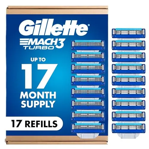 Recambios Gillette Mach3 Turbo para Afeitado Masculino, 17 Piezas