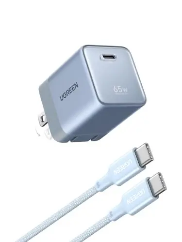 Cargador UGREEN Nexode Air 65W USB-C GaN con cable de 3.3ft - Azul