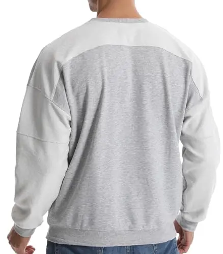 Sudadera Suwangi para Hombre, Diseño de Parches, Casual y Cómoda en Gris Claro - imagen 3