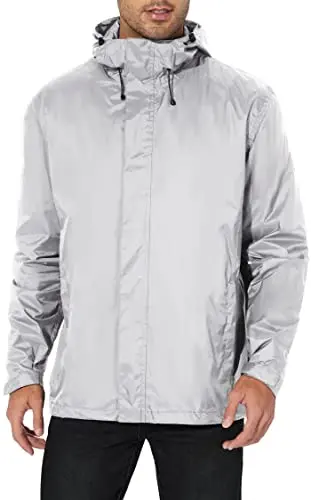 Chaqueta de Lluvia LeSies para Hombre, Ligera y Impermeable - Gris - Talla S