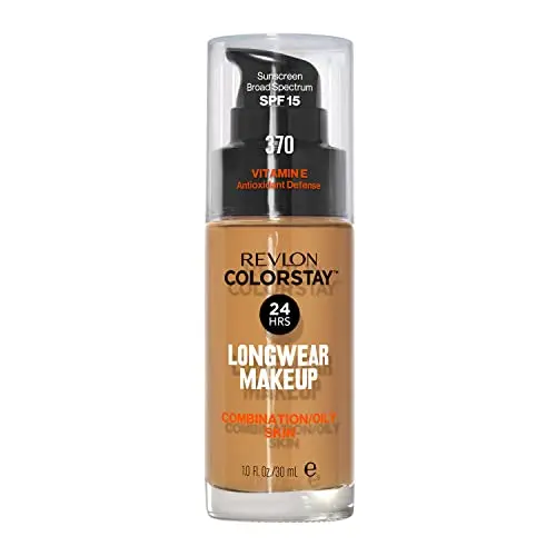 Revlon ColorStay Base Líquida, 24h Matte, SPF 15, 370 Toast, Piel Mixta y Grasa, 1 Fl Oz