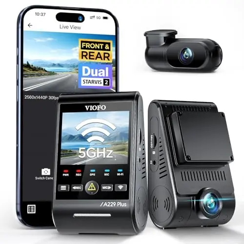 Cámara Dash VIOFO A229 Plus 2K Dual, Front & Rear con Sensores STARVIS 2 & HDR