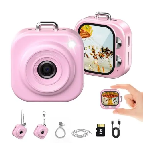 Cámara Mini W & O con 1080P, 32GB y diseño retro, captura momentos en cualquier lugar