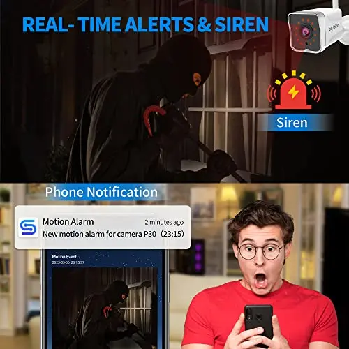 Septekon Cámara de Seguridad Exterior 2K con Detección de Movimiento y Visión Nocturna - imagen 3