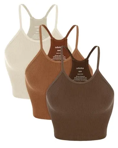 ODODOS Top de Camiseta Sin Costuras - 3 Pack en Brunette, Clay y Mushroom - Talla XS/S