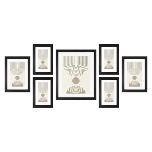 Set de 7 Marcos de Fotos HANSILK: Varios Tamaños para Montaje en Pared o Mesa