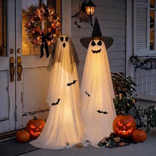 Minetom 2 Pack de Fantasmas Iluminados para Decoración de Halloween - 8 Modos