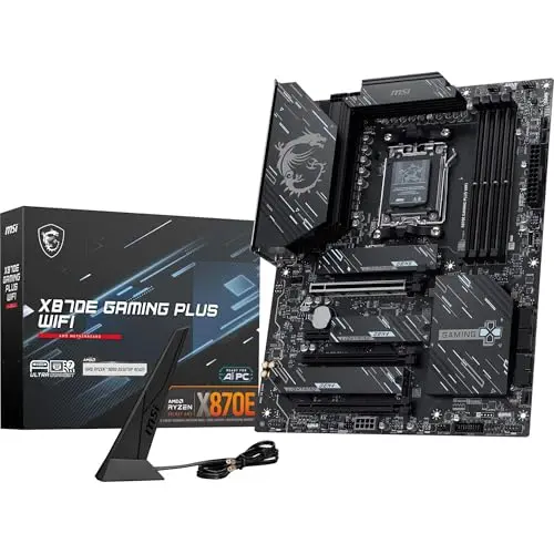Placa base MSI X870E Gaming Plus WiFi ATX - Soporte para AMD Ryzen 9000/8000/7000, DDR5 a 8200+ MT/s, Wi-Fi 7