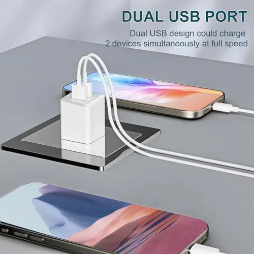 Cargador USB de Pared Dual, Adaptador Compacto para iPhone y Android (Blanco y Negro) - imagen 2