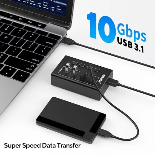 Hub USB 3.2 de 4 puertos con adaptador multiport y switches independientes - imagen 2