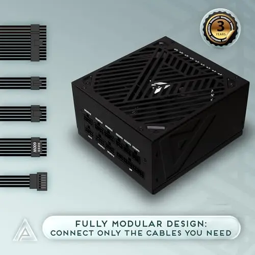 Fuente de Poder Apevia ATX-SL1000W, 1000W, Modular, Compatible con ATX 3.0 y PCIe 5.1 - imagen 2