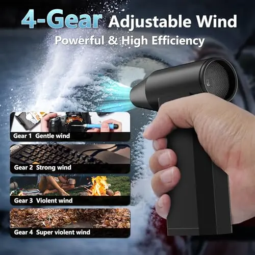 Aspiradora y soplador de aire 2 en 1 Plynexis, 210,000 RPM, portátil y ajustable, ideal para limpieza rápida - imagen 5