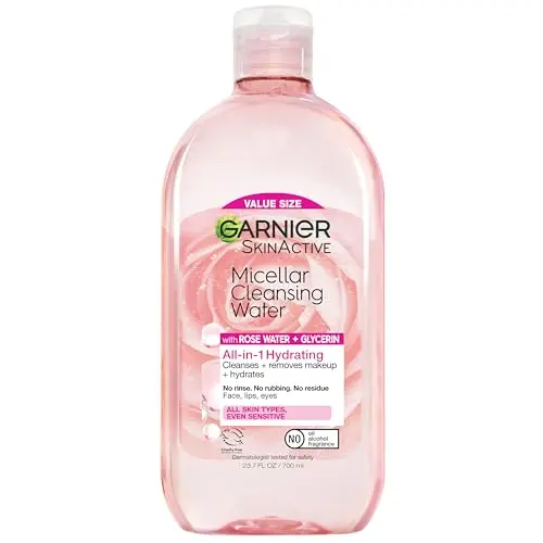 Agua Micelar Garnier con Rosa y Glicerina, Limpiador Hidratante y Desmaquillante, 700mL